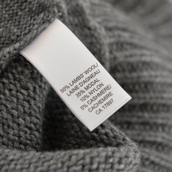 Vintage Y2K Banana Republic Lambswool Grey Military Sweater Cardigan Jacket Sz M - Picture 9 of 10